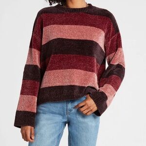Volcom Bubble Tea Chenille Striped Sweater M